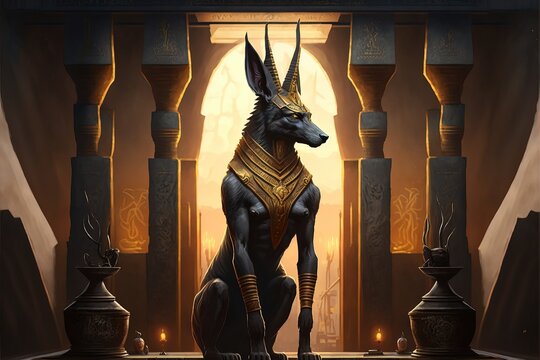 Anubis ancient Egyptian god of death. Fantasy scenery. concept art. 