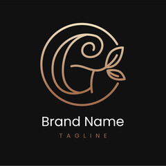 Letter G Leaf Elegant Luxury Logo Design in Circle