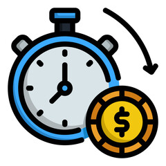 time is money line color icon