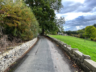 Looking along, Wood Bottom Lane, on a cloudy Autumn day near, Brighouse, UK