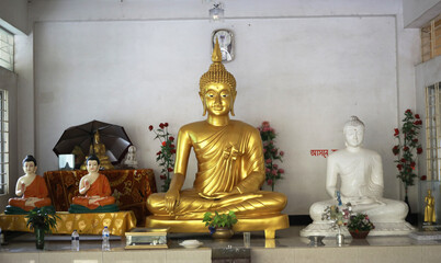 Beautiful Big Golden Buddha statue in Ramu Buddha temple, Bandarban District, Chittagong, Bangladesh