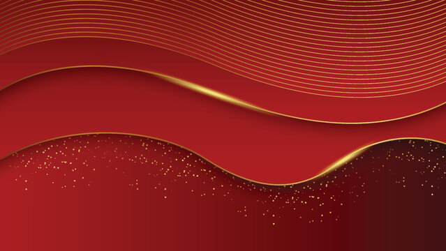 Abstract red luxury background with golden line. Luxury red background vector. 