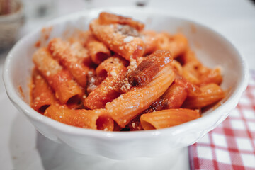 The famous pasta alla amatriciana from Rome