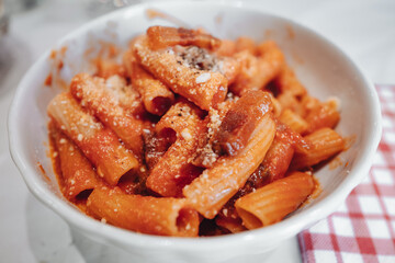 The famous pasta alla amatriciana from Rome