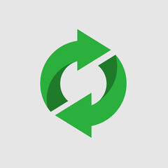 Rotation icon vector. Green repeat or reload symbol icon illustration. . Rotate arrow logo design inspiration. 