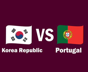 South Korea And Portugal Flag Ribbon With Names Symbol Design Asia And Europe football Final Vector Asian And European Countries Football Teams Illustration