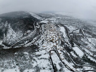 Pettorano sul Gizio winter aerial view