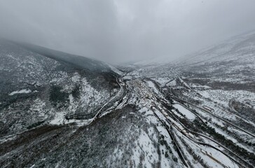 Pettorano sul Gizio winter aerial view