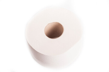 soft focus. a roll of toilet paper on a white background. close-up