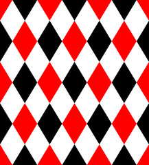 Red, black and white rhombuses. Abstract seamless pattern for design and textile