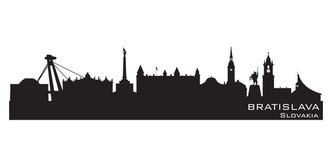Bratislava Slovakia city skyline vector silhouette - obrazy, fototapety, plakaty