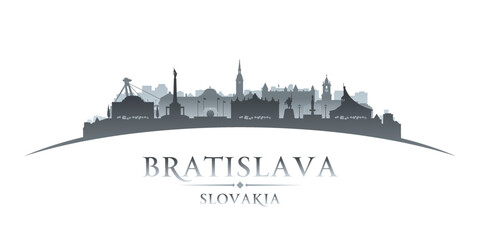 Bratislava Slovakia city silhouette white background