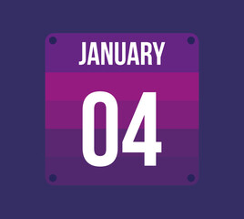 4 january calendar date. Calendar icon for january. Banner for holidays and special dates