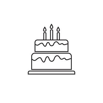birthday cake icon in trendy flat design