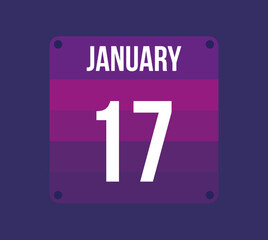 17 january calendar date. Calendar icon for january. Banner for holidays and special dates