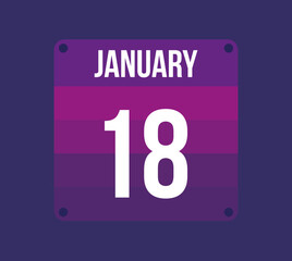 18 january calendar date. Calendar icon for january. Banner for holidays and special dates