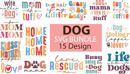 Obraz premium Dog Retro SVG T-shirt Bundle.