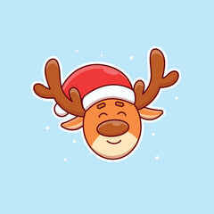 Cute cartoon deer in vector illustration. isolated animal vector. flat cartoon style