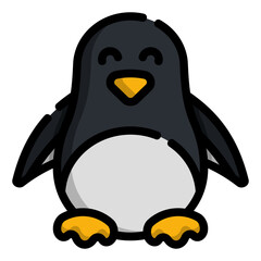 penguin line color icon