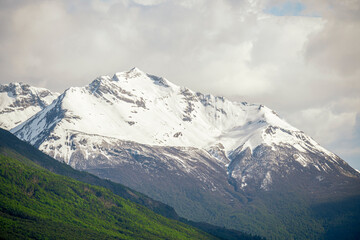 Plakat beautiful view of the snowed mountains in Patagonia Argentina