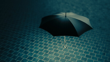 Regenschirm leuchtet und beschützt abstrakt Konzept 3D Rendering retro Look - 549286383
