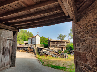 Obraz premium Dry-stone granary called horreo in Zas village, Zas municipality, Way to Saint James, Epilogue stage, Galicia, Spain