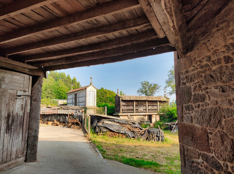Dry-stone granary called horreo in Zas village, Zas municipality, Way to Saint James, Epilogue stage, Galicia, Spain