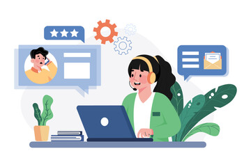 Customer Service Illustration concept on white background