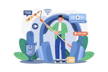 Sound Engineer Illustration concept on white background