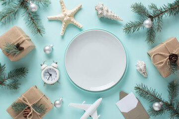 A plate with a Christmas decoration.