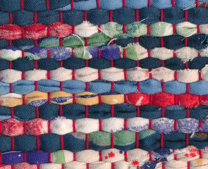Closeup of multicolored rag rug