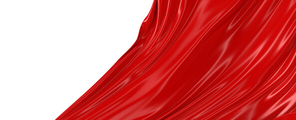 Naklejka premium Beautiful flowing fabric of red wavy silk