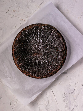 chocolate cake layer cooling 