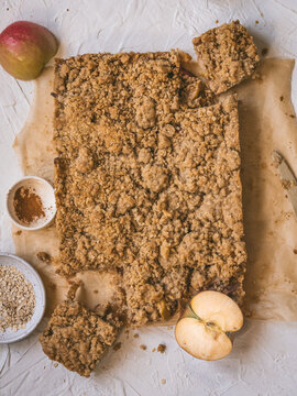apple pie bars (sliced and crumb topping)