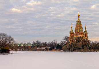 Ancient Cathedral of Saints Peter and Paul in Peterhof. Russia