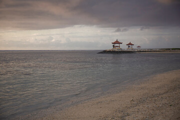 Gazebo place for meditation by the ocean on the island of Bali in Indonesia