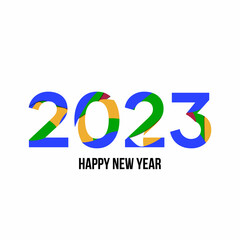 3d illustration appy New Year 2023 Background Template. Holiday Paper Cut 