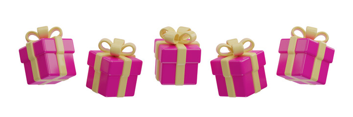 Pink present box with transparent background. PNG.