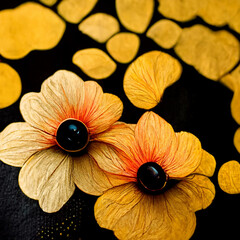 Yellow and black abstract flower Illustration.