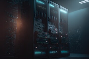 Illustration about the server room. Made by AI.
