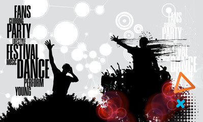 Party background with dancing people - vector illustration