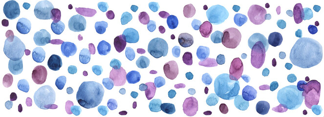 Watercolor background, blue circles on white isolated background, abstract background	