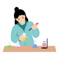 Laboratory assistant conducts an experiment with a test tube