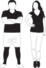 silhouette black and white man and woman design vector