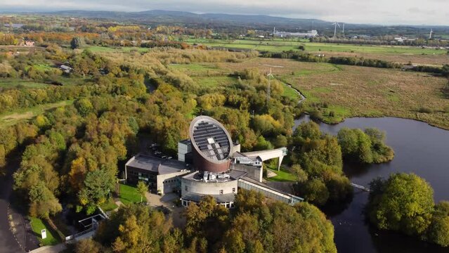 Aerial video of Ecos Nature Park Visitor and Conference Centre Ballymena County Antrim Northern Ireland