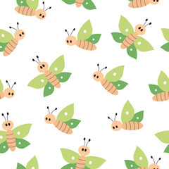 Seamless pattern with cute butterflies. Childish background. Vector illustration. It can be used for wallpapers, wrapping, cards, patterns for clothes and other.