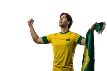 Brazilian soccer player, celebrating the championship