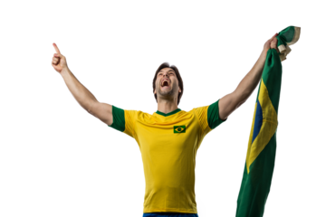 Brazilian soccer player, celebrating the championship