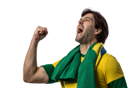 Brazilian soccer player, celebrating the championship