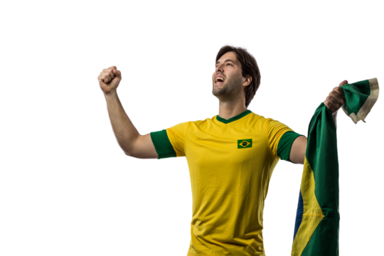 Brazilian soccer player, celebrating the championship